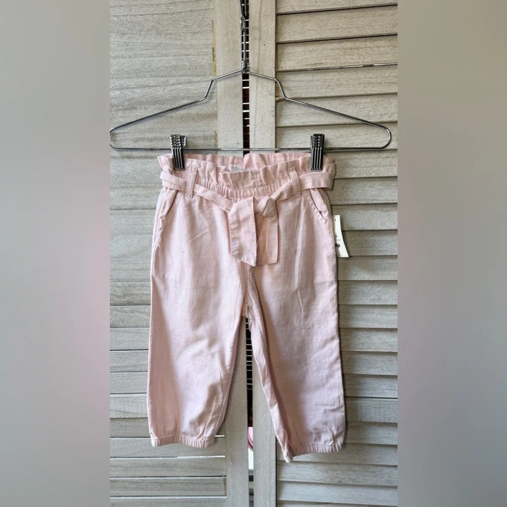 GAP Girls Light Pink Paperbag Waist Jogger Pants NWT Size 3T Tie Belt